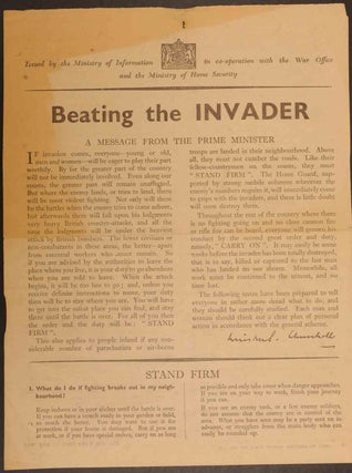 Item #12329 Beating the Invader. Winston S. Churchill