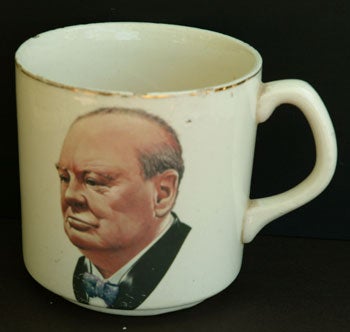 Item #13835 Large wartime mug with handle. Winston S. Churchill.