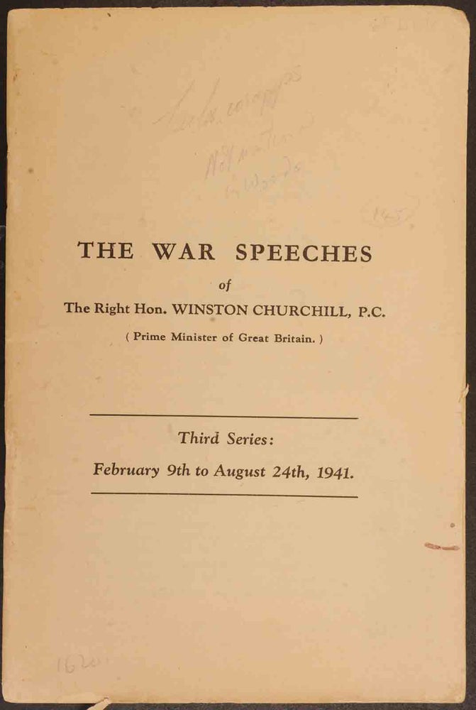 Item #16201 The War Speeches of Winston Churchill Third Series: february 9th to August 24th, 1941. Winston S. Churchill.
