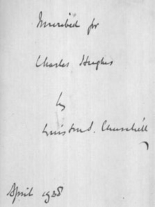 The World Crisis 6 volumes complete, each inscribed to Charles Hughes