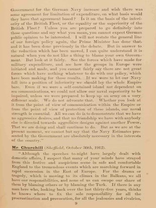Irish Home Rule, The Liberal Government and Naval Policy, and Foreign Policy. Three Churchill pamphlets in bound volume of 1912 Liberal Pamp[hlets and Leaflets.