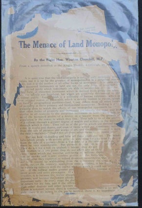 Item #22336 The Menace of Land Monopoly. Winston S. Churchill