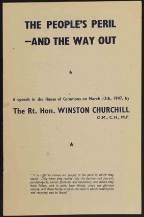 Item #22980 The People’s Peril-and the Way Out. Winston S. Churchill