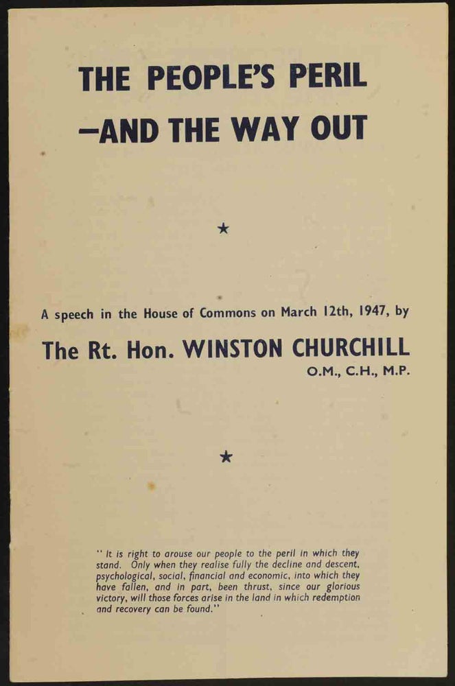 Item #22980 The People’s Peril-and the Way Out. Winston S. Churchill.