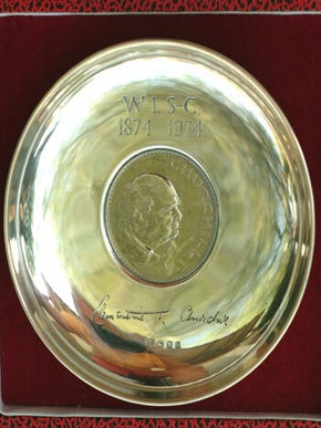 Item #27728 Sterling Silver dish with Churchill crown. Winston S. Churchill