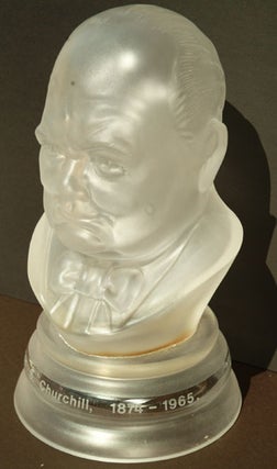 Item #29544 Large Glass bust by Webb Corbett Crystal. Winston S. Churchill
