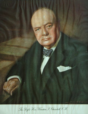 Item #29554 Wartime colour portrait of Churchill for charity. Winston S. Churchill.