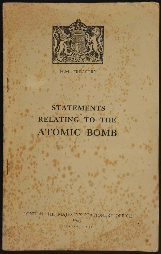 Item #31269 Statements relating to the Atomic Bomb. Winston S. Churchill.
