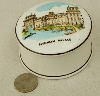 Item #31513 Coalport Blenheim Palace lidded pin dish. Winston S. Churchill.