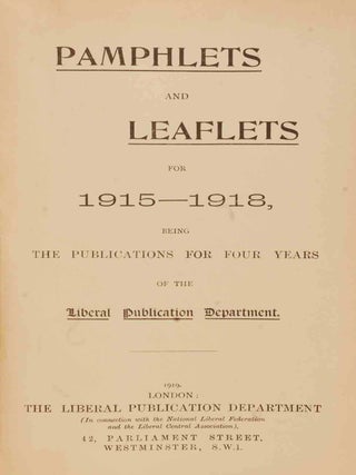 Navy Estimates in the Great War, bound in Pamphlets and Leaflets for 1915-1918