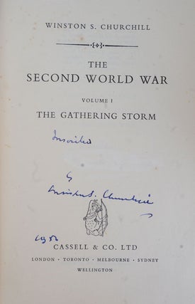 Item #34876 The Second World War, first edition set signed in Vol. I. Winston S. Churchill