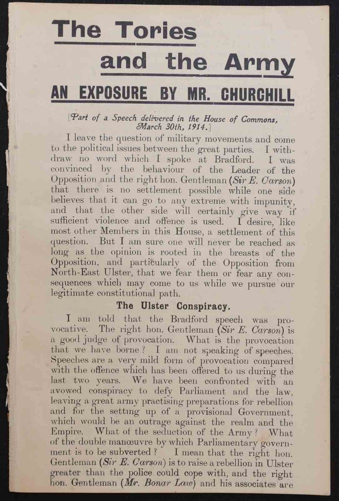 Item #36414 The Tories and the Army. Winston S. Churchill.