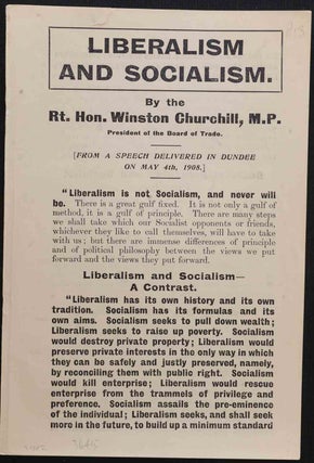 Item #36415 Liberalism and Socialism. Winston S. Churchill