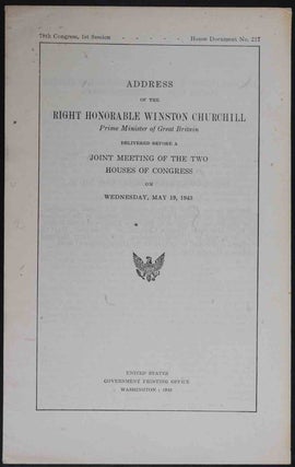 Item #36430 Address of..Winston Churchill... before a joint Meeting of the Houses of Congress....
