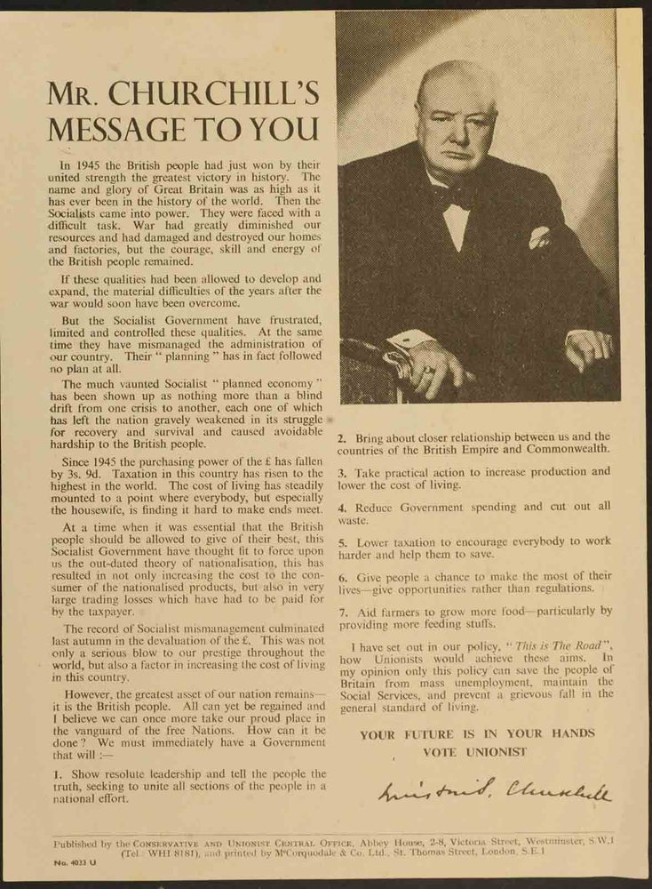Item #36445 Mr. Churchill's Message to You. Winston S. Churchill.