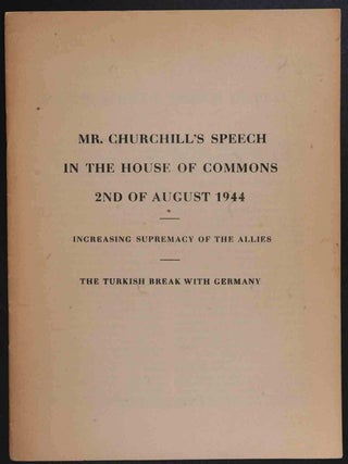 Item #36459 Mr. Churchill’s Speech in the House of Commons 2nd of August 1944
