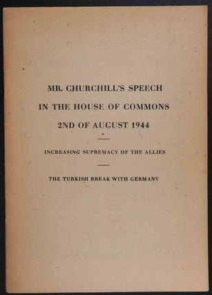 Item #36459 Mr. Churchill’s Speech in the House of Commons 2nd of August 1944