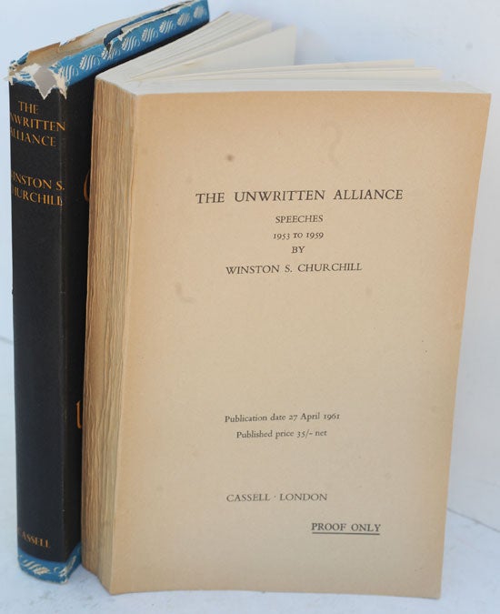 Item #36519 The Unwrtten Alliance & American Civil war, 2 PROOFS with letter. Winston S. Churchill.