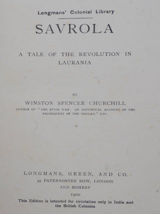 Savrola (A Tale of the Revolution in Laurania)
