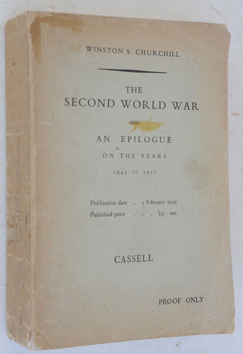Item #36667 The Second World War, Abridged one-volume edition PROOF COPY. Winston S. Churchill.