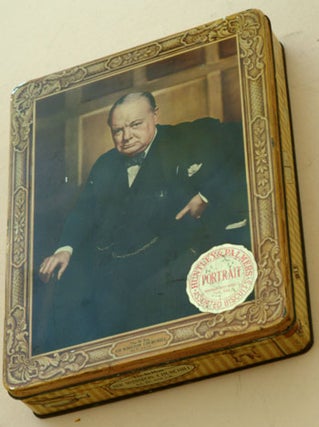 Item #4755 Churchill biscuit tin. Winston S. Churchill