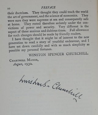 Item #50096 My Early Life, signed copy. Winston S. Churchill