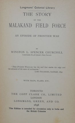 The Story of the Malakand Field Force (Canadian 1st)
