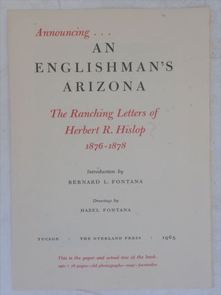 An Englishman's Arizona: the Ranching Letters of Herbert R. Hislop 1876-1878