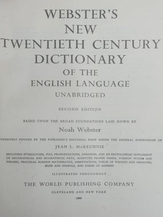 Webster's New Twentieth Century Dictionary of The English Language, Unabridged, Second Edition